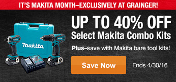 Up to 40% Off on Select Makita Combo Kits - Plus save with Makita Bare Tool Kits! Up to 40% Off on Select Makita Combo Kits - Plus save with Makita Bare Tool Kits!
