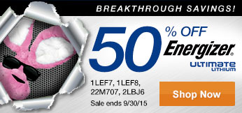 50% Off Energizer Ultimate Lithium Batteries.