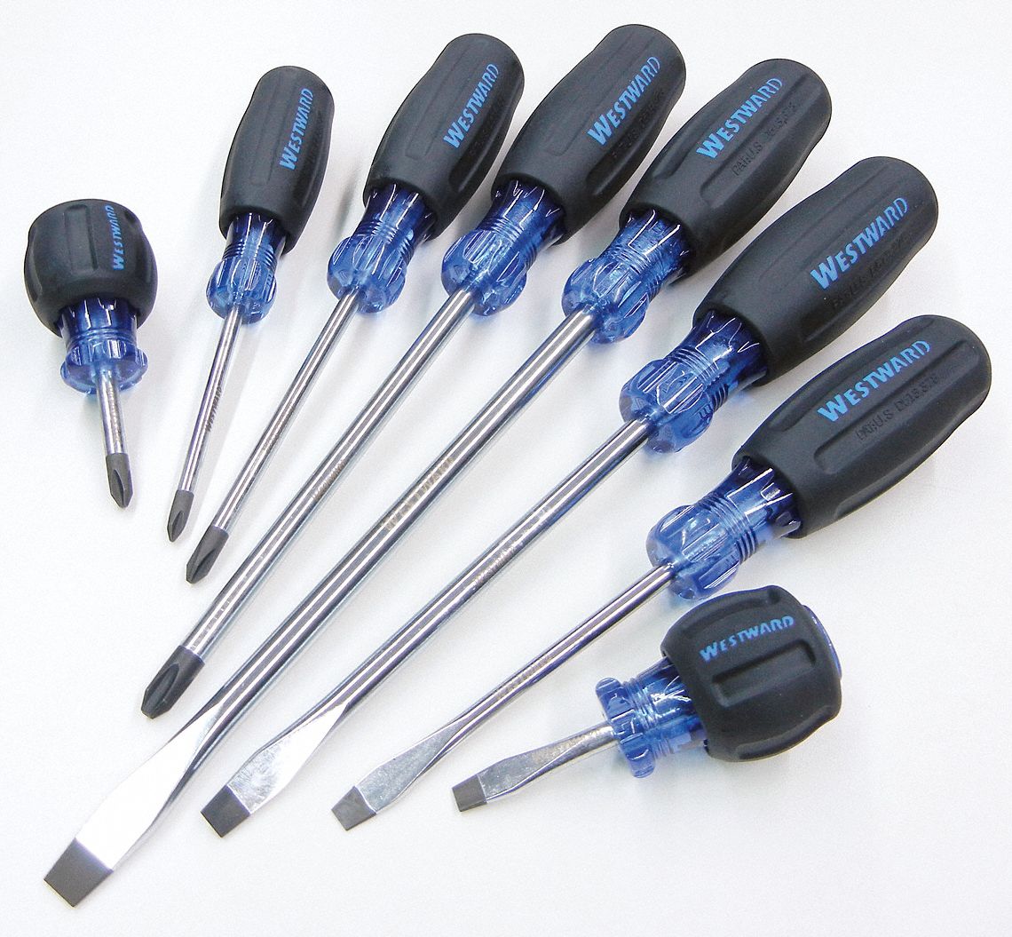 WESTWARD Screwdriver Set,Slotted/Phillips,8 Pc 10J22810J228 Grainger