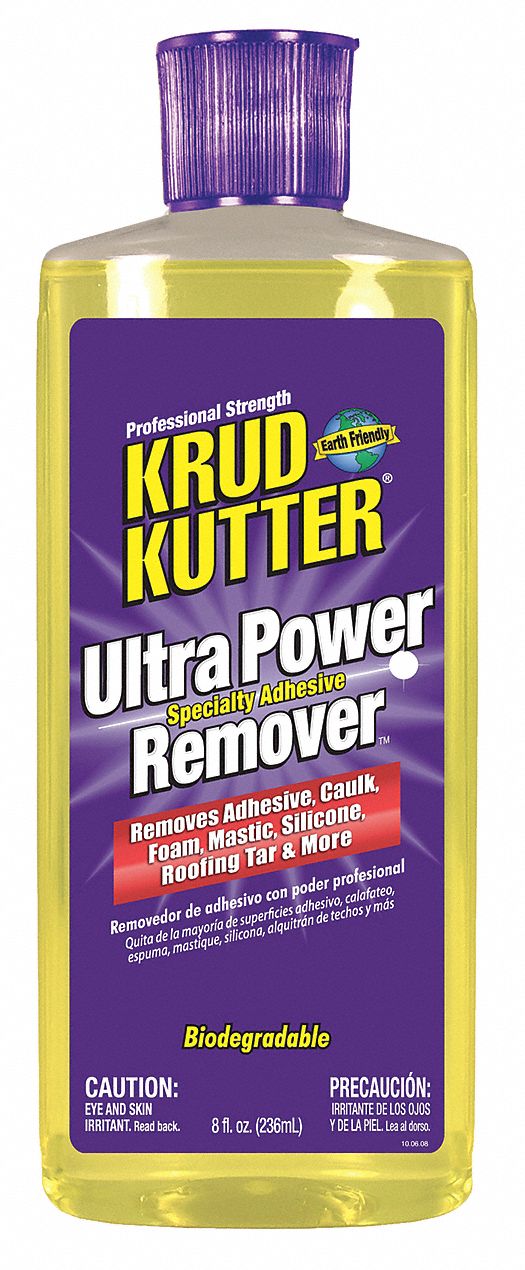 KRUD KUTTER Adhesive, Caulk, Foam, Mastic, Silicone, and Tar Remover, 8 oz., Bottle, Ready to