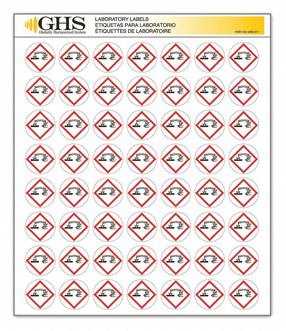 GHS SAFETY Label, Paper, 1" dia. Height, 1" dia. Width, PK 1120