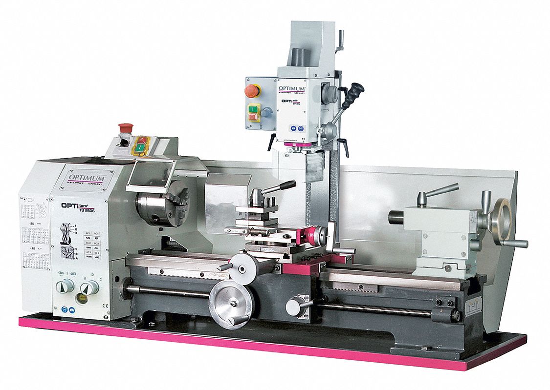 OPTIMUM Lathe Mill/Drill Machine, Phase 1, Swing 9 7/8 in 11A141M250