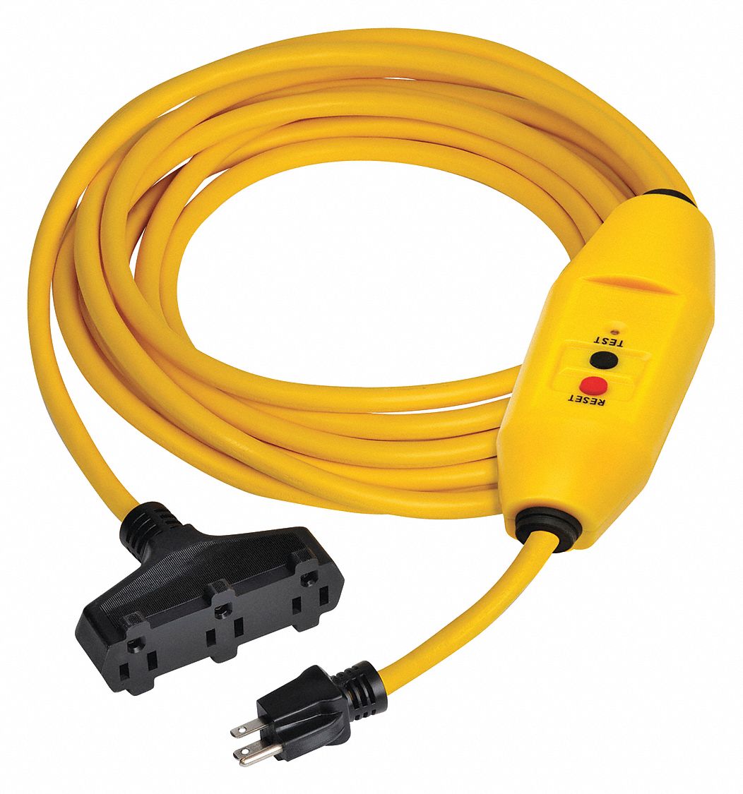 POWER FIRST Line Cord GFCI, 50 ft, Yellow, 15.0 A, Plug Configuration