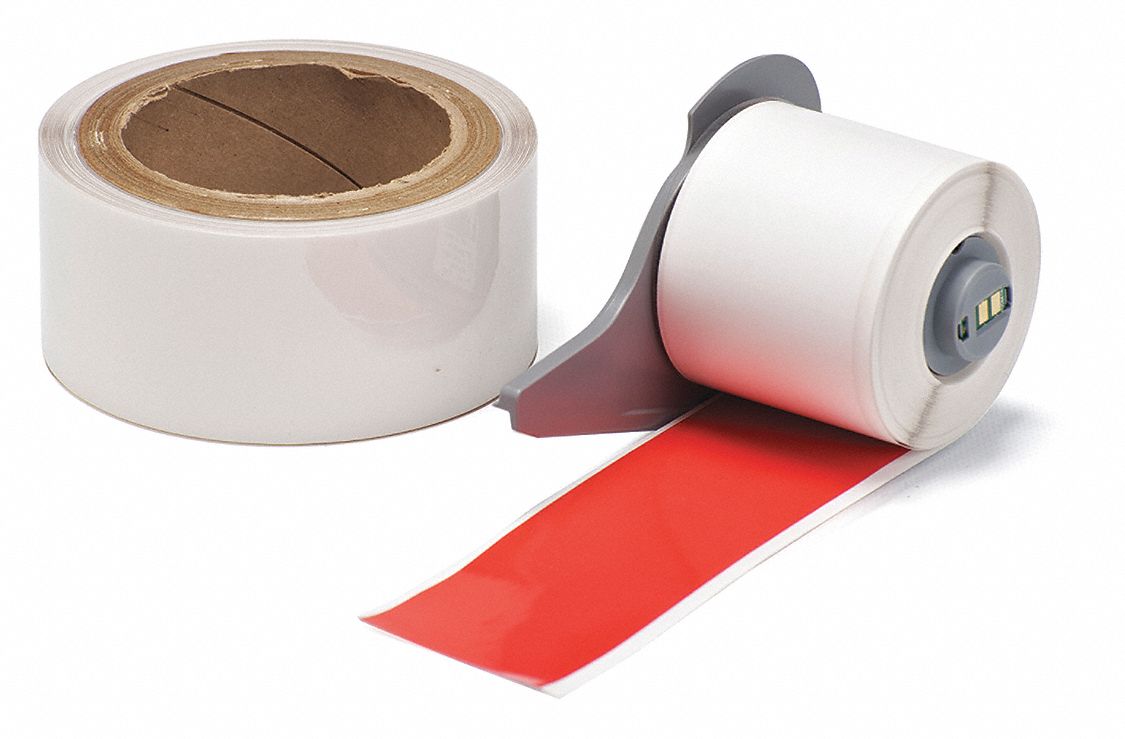 Red/ClearPolyester Print On Demand Floor Marking Tape, 50 ft. Length, 2.000
