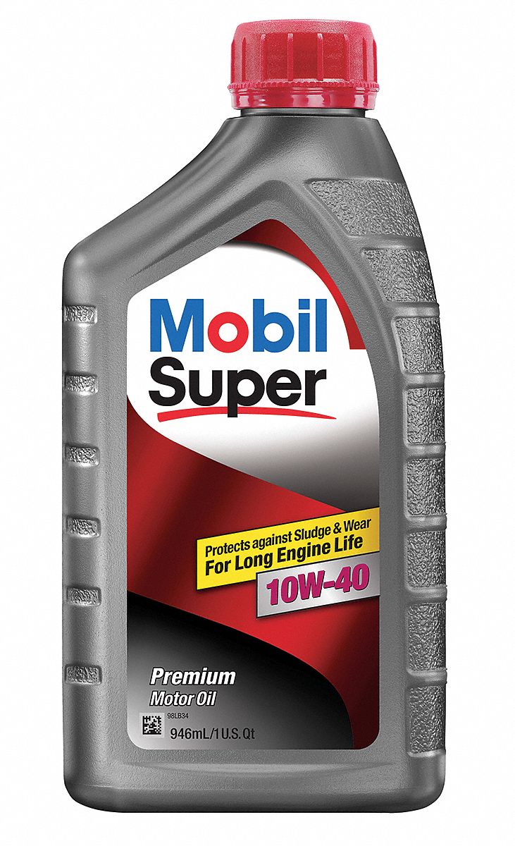 MOBIL Conventional Engine Oil, 1 qt. Bottle, SAE Grade: 10W-40, Amber ...
