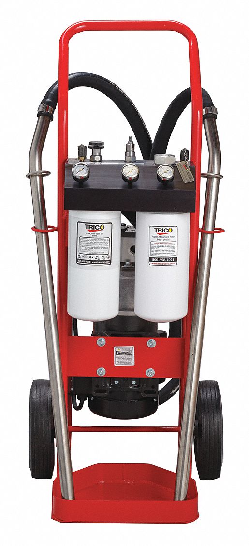 TRICO Hydraulic Oil Filter Cart, 2,000 SUS Max. Fluid Viscosity, 14 gpm