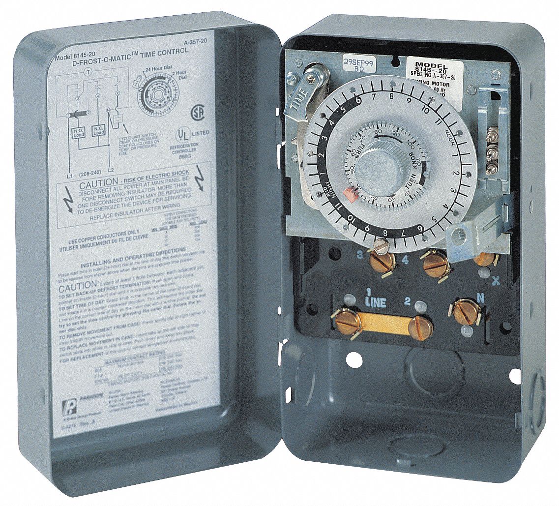 PARAGON Defrost Timer Control, 208/240V AC Voltage, 40 A Amps, 2 NO/1