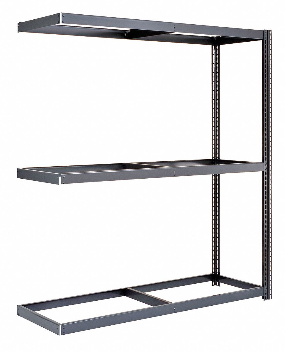 EDSAL AddOn Boltless Shelving with None Decking, 3 Shelves, 96"W x 24