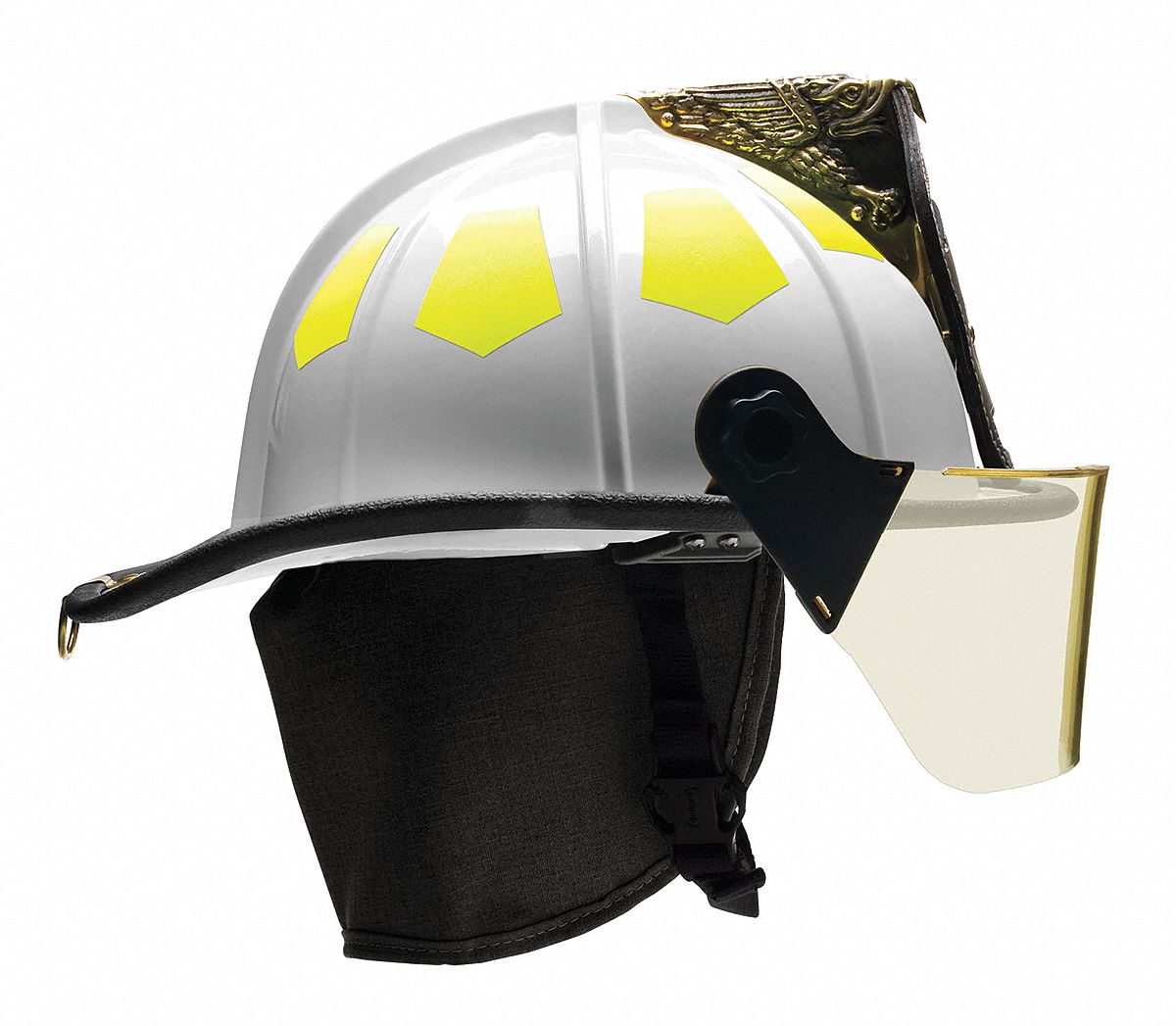 BULLARD White Fire Helmet, Shell Material Fiberglass, 6Point SureLock(R) Ratchet Suspension