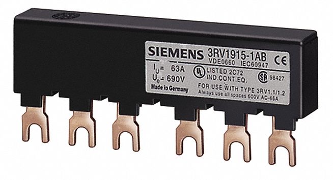 SIEMENS Three Phase Comb Bus Bars, For Use With Series 3RV, S0 and S00 Frame Motor Starter Protectors   Manual Starter Accessory   13Y510|3RV19151AB