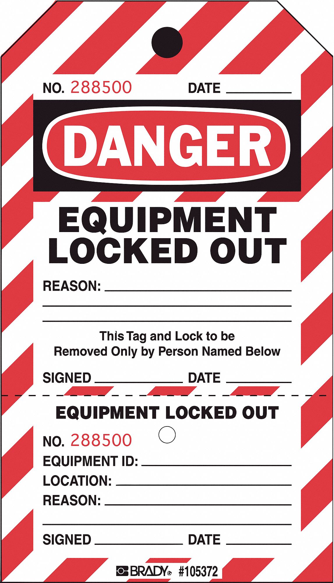 PlasticEquipment Locked Out, Danger Tag 7-1/2