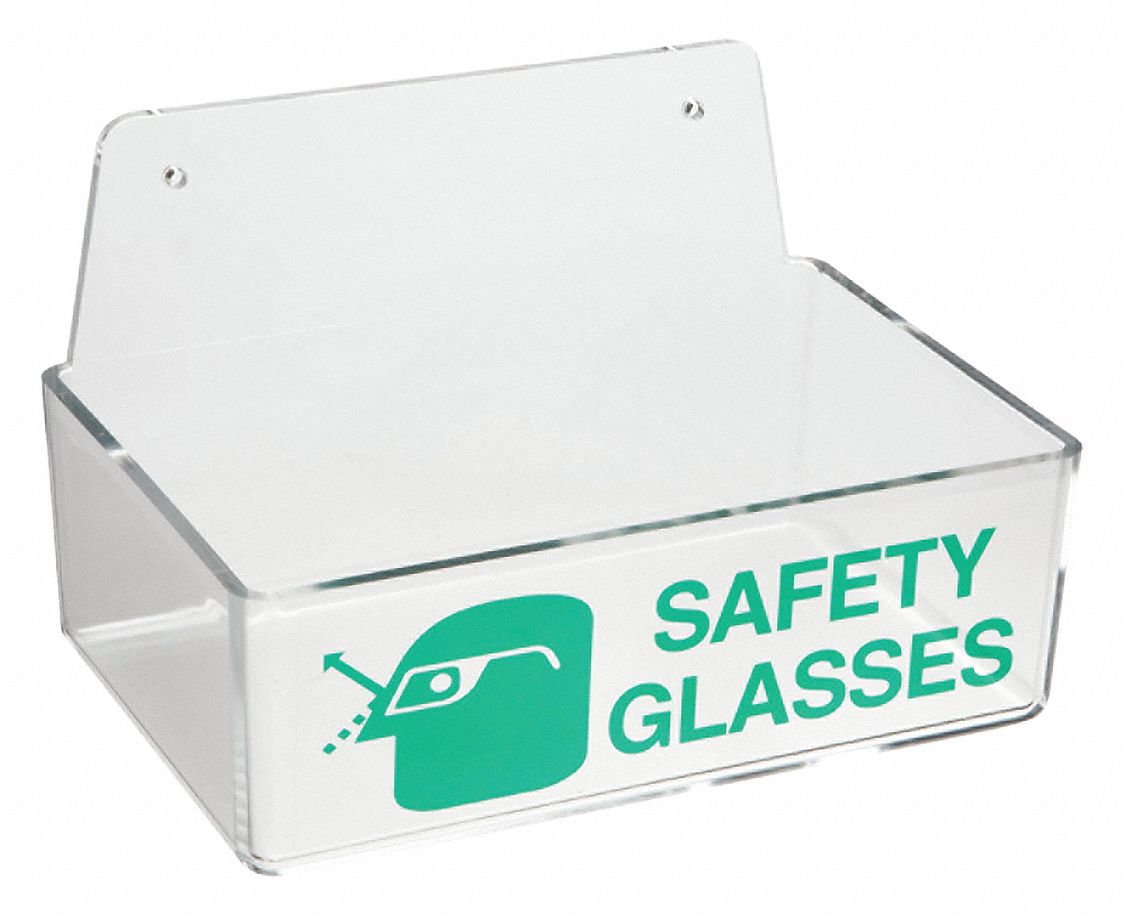 BRADY Safety Glasses Holder 3 in H x 9 in W x 6 in D, 4 Pairs, Clear