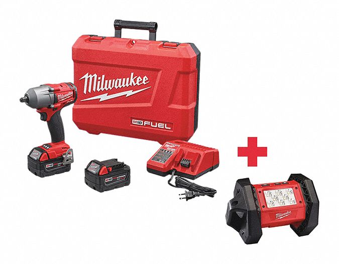 MILWAUKEE 1/2" Cordless Impact Wrench Kit, 18.0 Voltage, 600 ft.lb