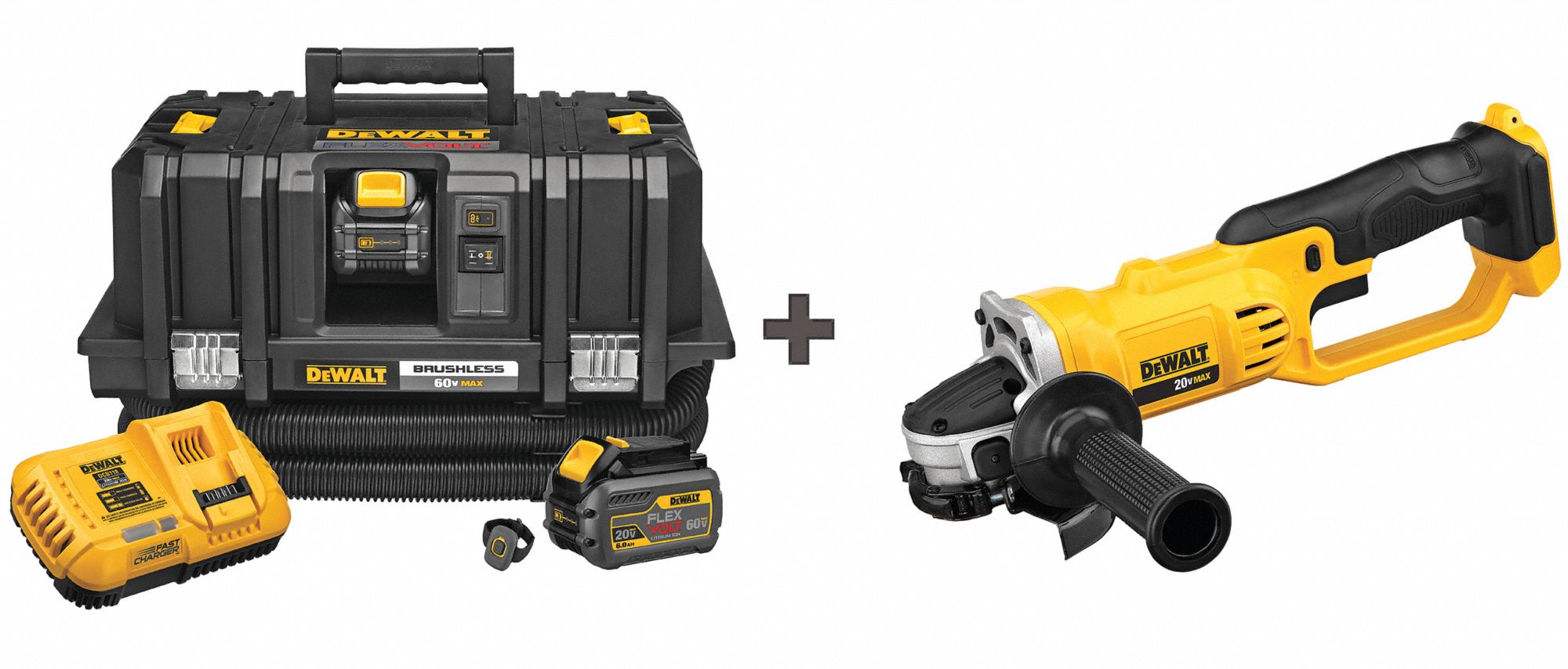DEWALT Cordless, Dust Extractor, 2 gal., Plastic, 125 cfm Vacuum Air Flow, 11/4" Vacuum Hose