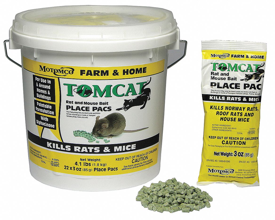 TOMCAT Rodenticide,Green Pellets,4 lb. Pail - 16W256|32360 - Grainger