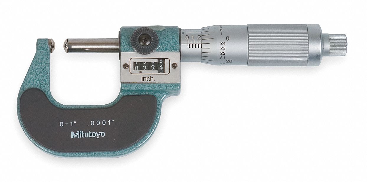 MITUTOYO Spherical Micrometer, Digital Operation, 0 to 1 in Range, 0.