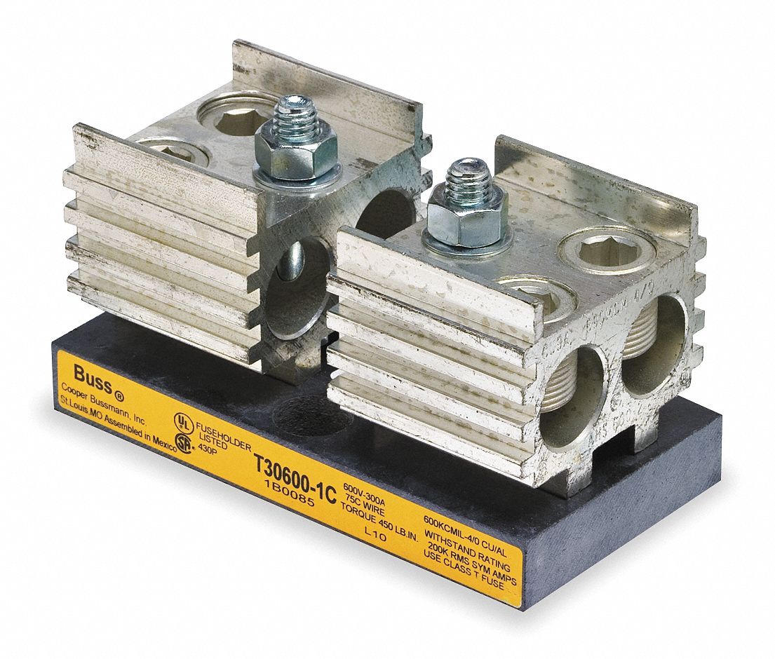 BUSSMANN Fuse Block, Industrial, 401 to 600 A, Fuse UL Class T, 300V AC