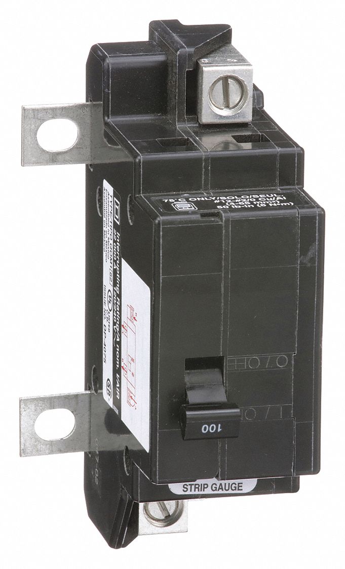 SQUARE D Bolt On Circuit Breaker, 100 Amps, Number of Poles 2, 240VAC AC Voltage Rating 1D332