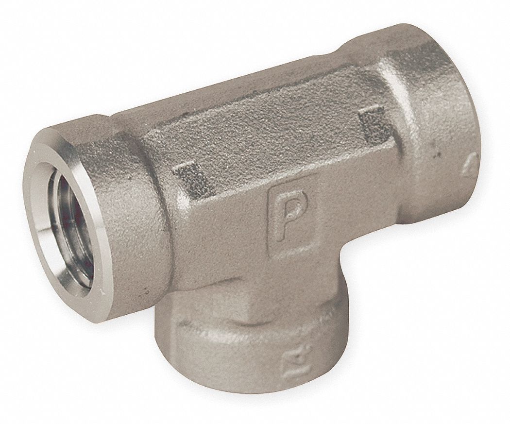 PARKER 316 Stainless Steel Tee, FNPT, 1/4 in Pipe Size Pipe Fitting