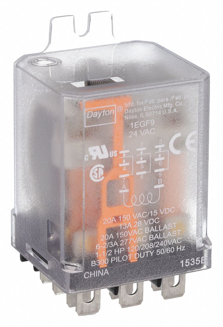 DAYTON Surface Side Flange Mounted 24V AC Enclosed Power Relay