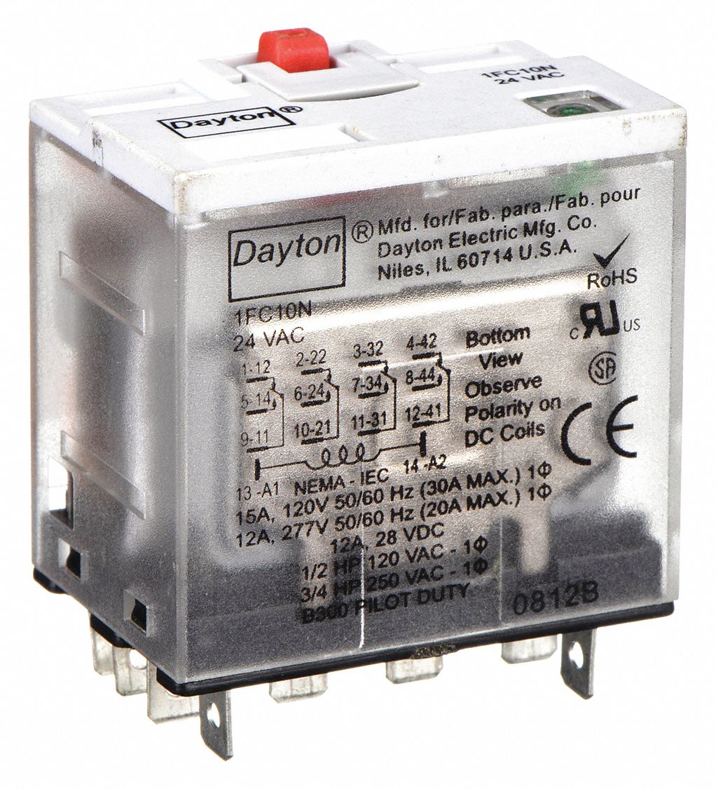 DAYTON Socket Mounted 24V AC General Purpose Relay 1FC10 1FC10