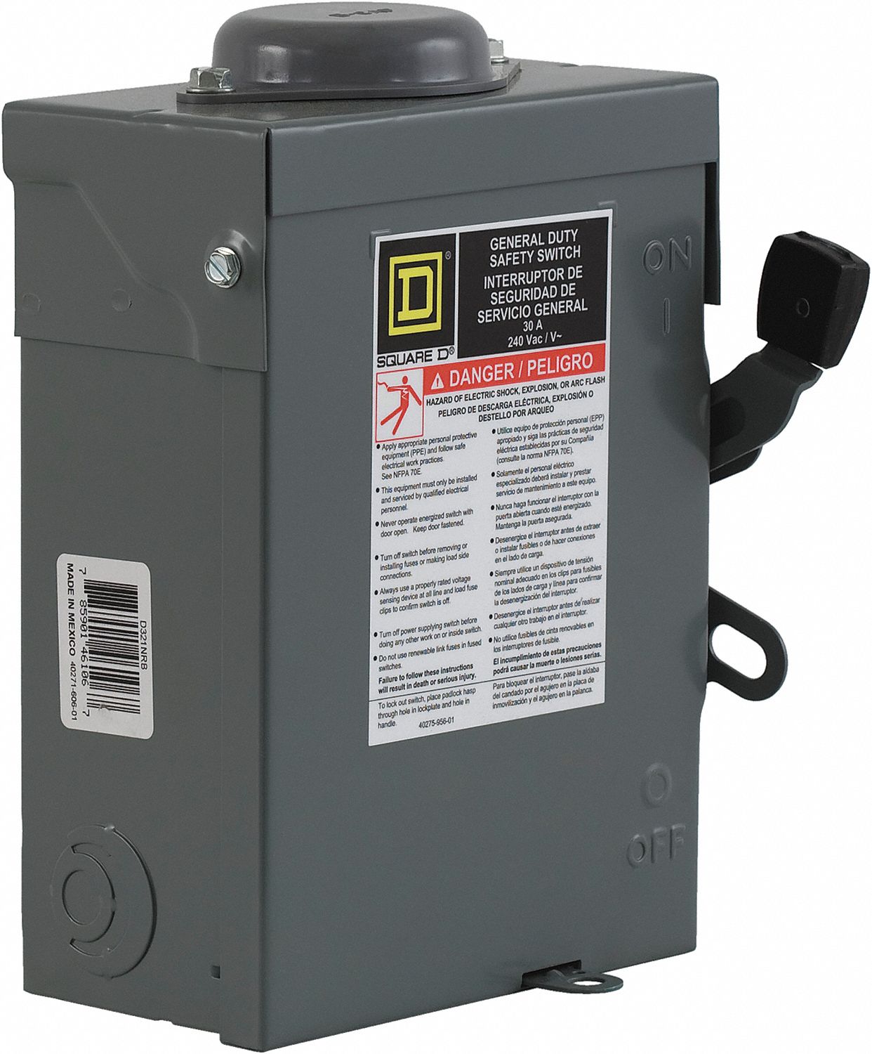 SQUARE D Safety Switch,240VAC,3PST,30 Amps AC 1H253D321NRB Grainger