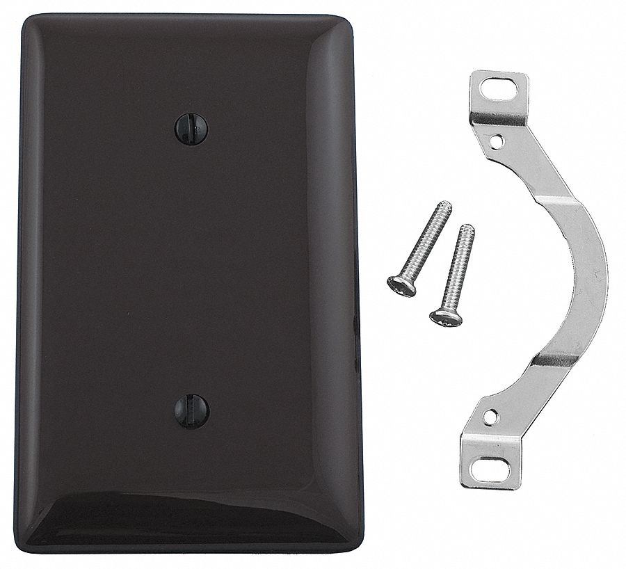 HUBBELL WIRING DEVICE-KELLEMS Blank Strap Mount Wall Plate, Brown