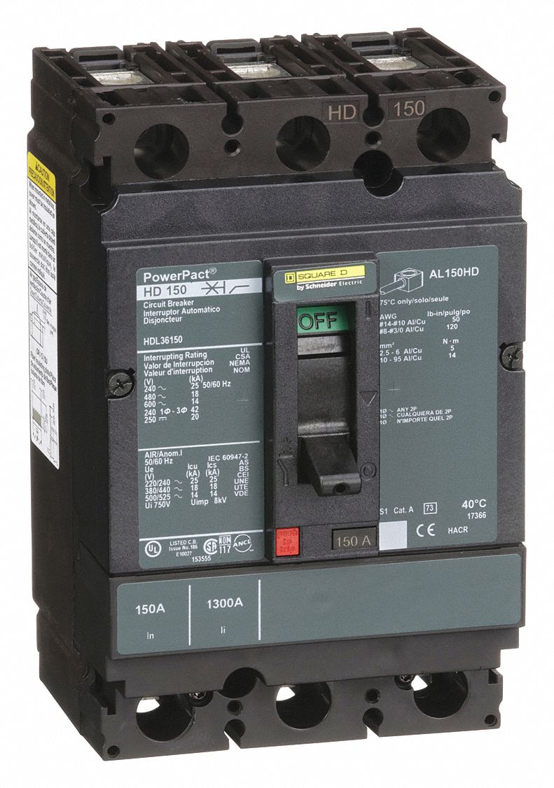 SQUARE D Molded Case Circuit Breaker, 150 A Amps, Number of Poles 3
