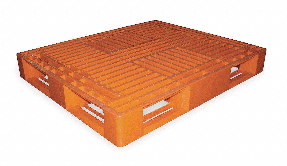 GRAINGER APPROVED Plastic Pallet, 48 L X 40 In W, Orange 1MCT11MCT1