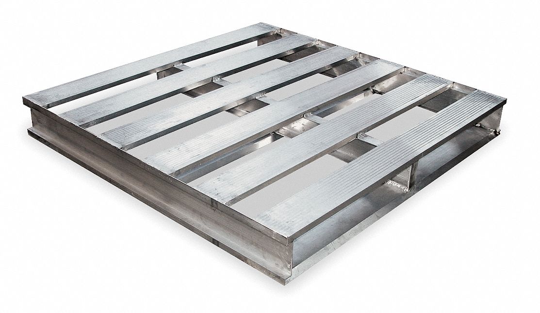 GRAINGER APPROVED 2Way Stackable Aluminum Pallet, 48 inL x 42 1/4 inW