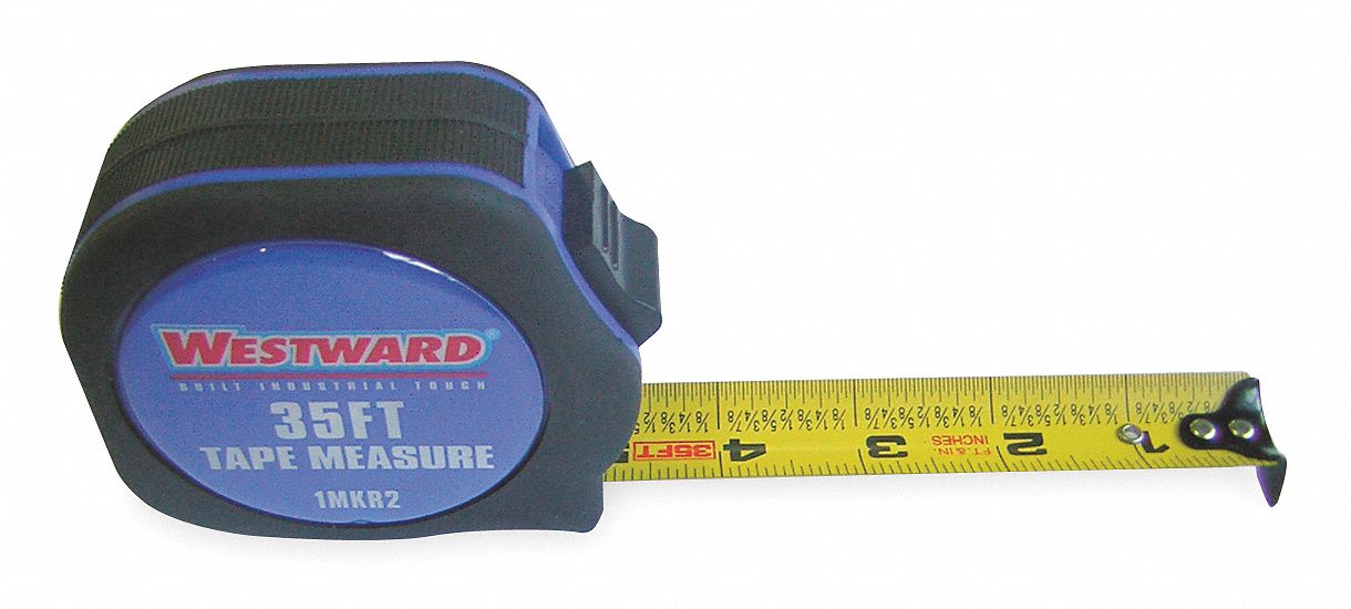 WESTWARD 35 ft. Steel SAE Tape Measure, Black/Blue 1MKR21MKR2 Grainger