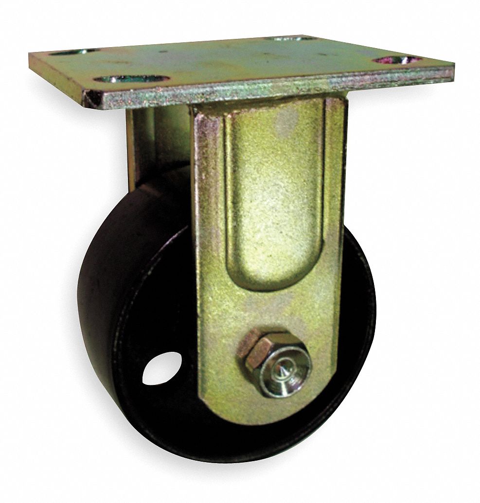 GRAINGER APPROVED Standard Plate Caster, Rigid, Steel, 1000 lb, 5 in