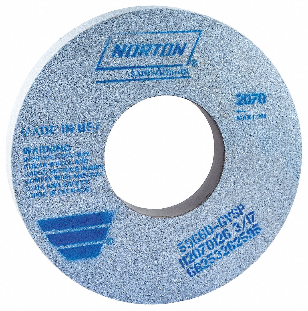 NORTON Type 1 Ceramic Straight Grinding Wheel, 12 in, 5 in Arbor Hole