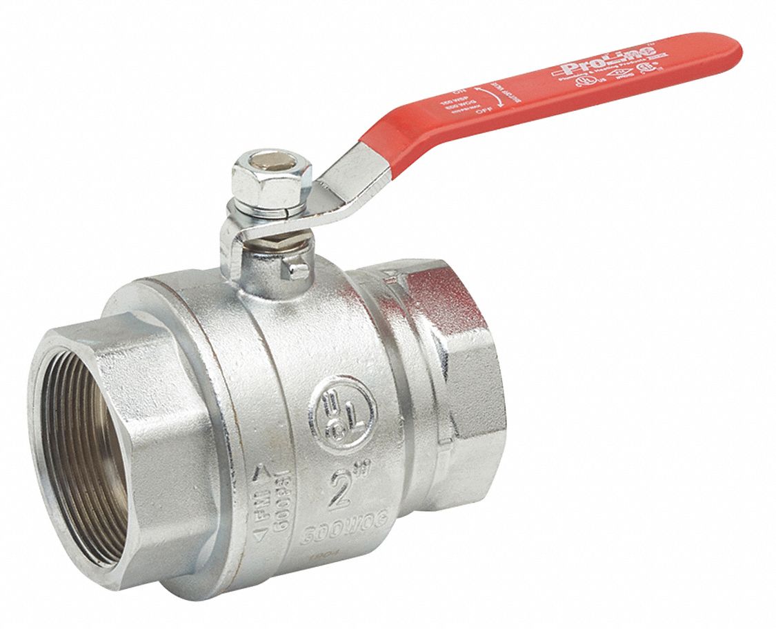 GRAINGER APPROVED Ball Valve, ChromePlated Brass, Inline, 2Piece