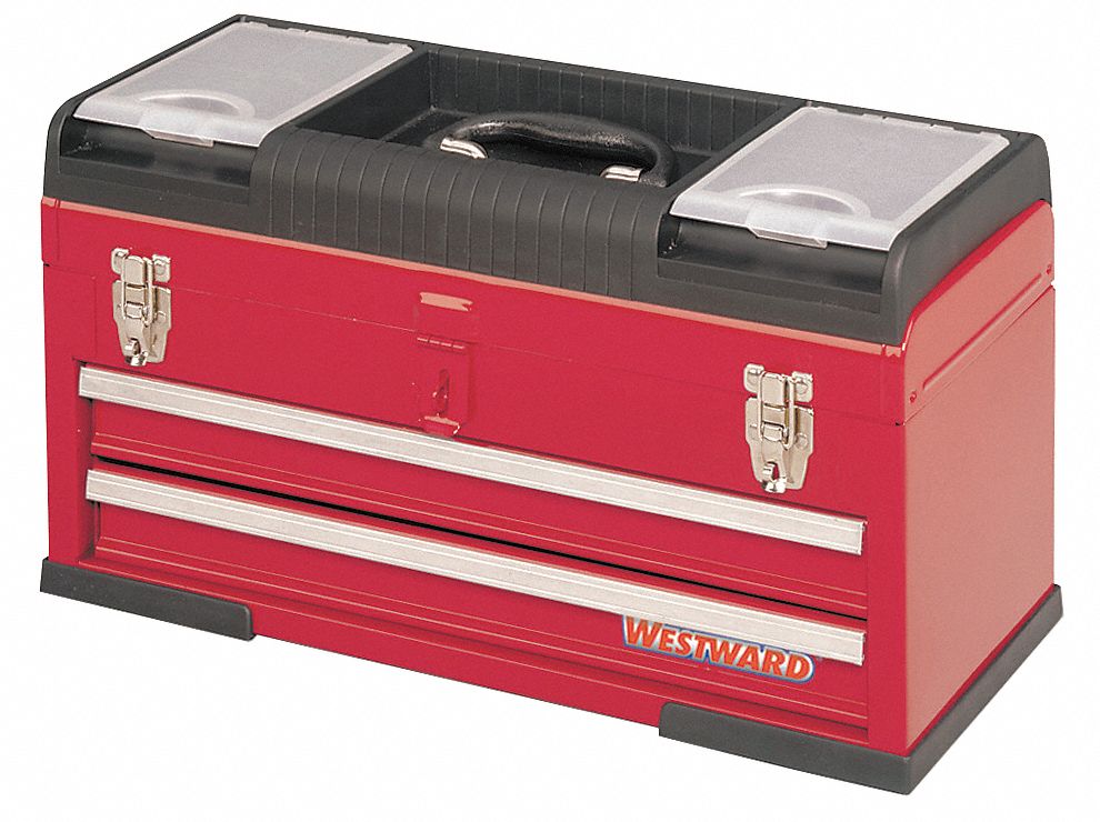 WESTWARD Steel Portable Tool Box, 11 1/4 in Overall Height, 20 1/2 in