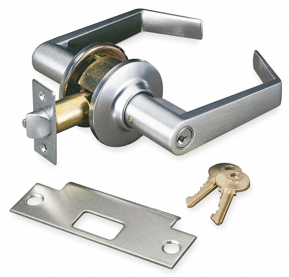 YALE Lever, Mechanical, Medium Duty, Keyed Different, Satin Chrome, 2 3
