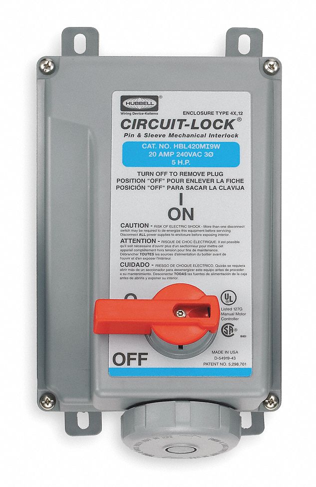 HUBBELL WIRING DEVICE-KELLEMS Mechanical Interlock Device, Pin And