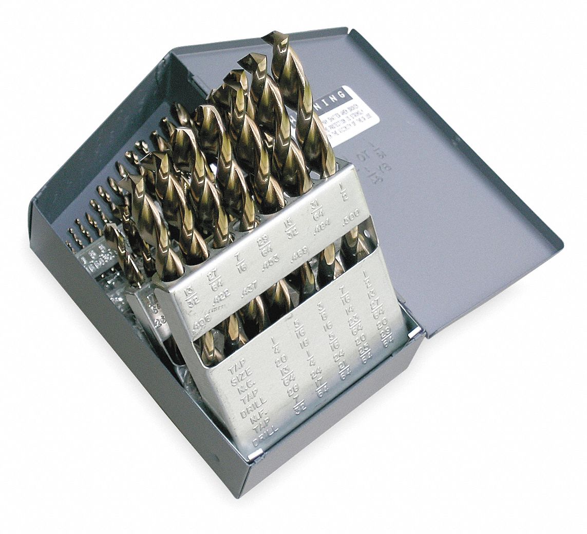 CLELINE 29 Pc Jobber Drill Bit Set, High Speed Steel, Black/Gold