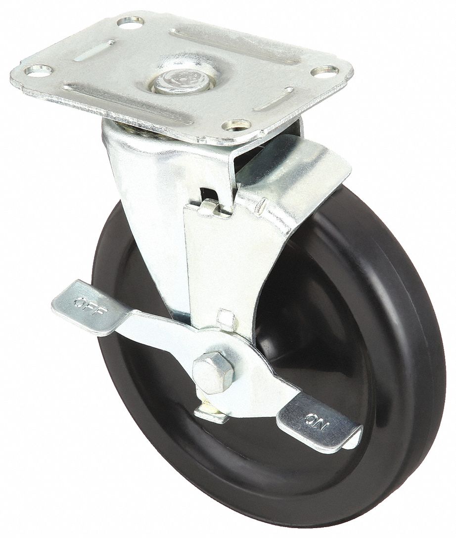 Standard Plate Caster Swivel Polyolefin 145 Lb 5 In Wheel Dia