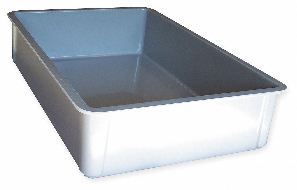 MOLDED FIBERGLASS Stacking Container, Gray, 6 inH x 25 3/4 inL x 17 3/4