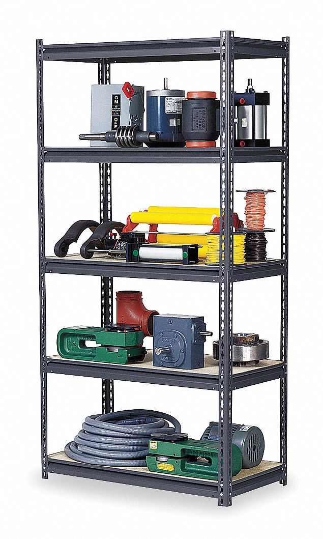 GRAINGER APPROVED Starter Boltless Shelving with Steel Decking, 5