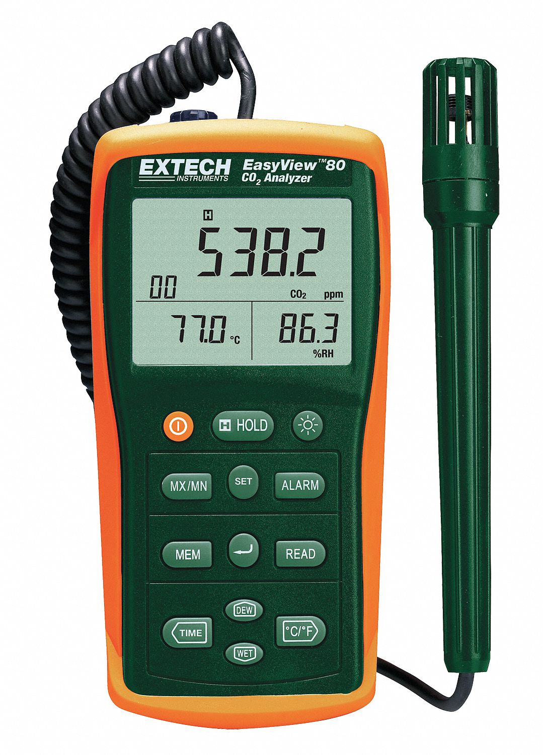 EXTECH Indoor Air Analyzer, 1 to 6000 PPM CO2 1VXT4EA80 Grainger