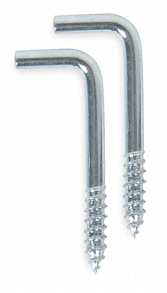 GRAINGER APPROVED Screw In Utility Hook, 1 Hook(s), Steel, 20 PK