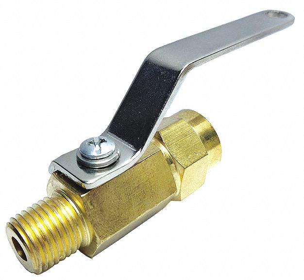 GRAINGER APPROVED Ball Valve, Brass, Inline, 2Piece, Pipe Size 1/4 in