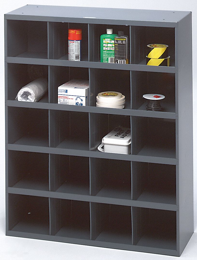 DURHAM MFG Pigeonhole Bin Unit 34 in x 12 in x 42 in, 20 Compartments