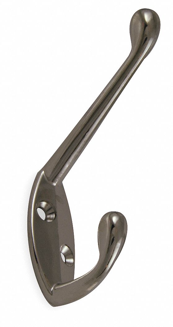 GRAINGER APPROVED Screw Mount Coat/Hat Hook, 2 Hook(s), Zinc, 1 EA 1XNE21XNE2 Grainger