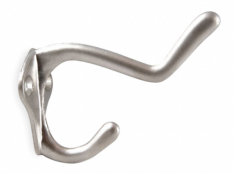 GRAINGER APPROVED Screw Mount Coat/Hat Hook, 1 Hook(s), Zinc, 1 EA