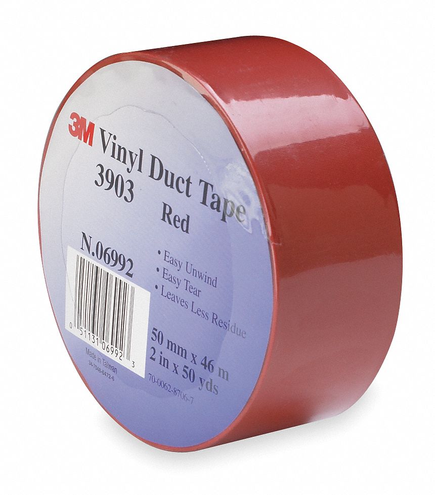 Duct Tape,2 In x 50 yd,6.5 mil,Red,Vinyl