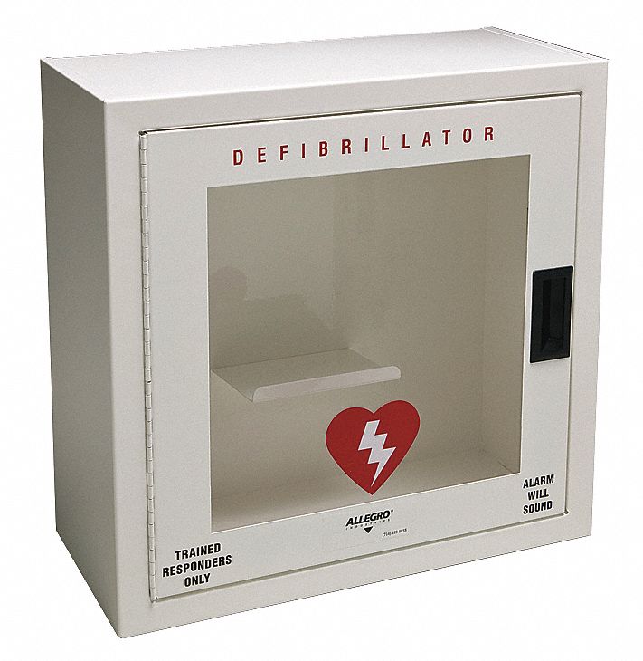 ALLEGRO Defibrillator Storage White, Tempered Glass, Steel, 17
