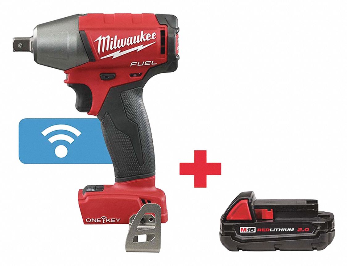 MILWAUKEE 1/2" Cordless Impact Wrench Kit, 18.0 Voltage, 220 ft.lb